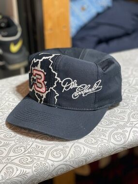 Vintage Dale Earnhardt #3 Lightning Embroidered Black Cap Jerzees